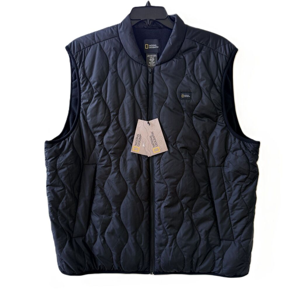National Geographic Puffer Vest Men's Size XL Black Disney Park Exclusive NWT